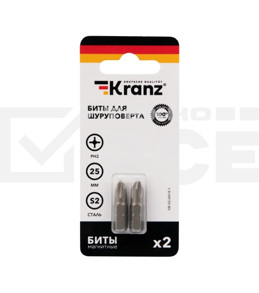 Бита для шуруповерта KRANZ PH2х25 мм (2 шт./уп.)