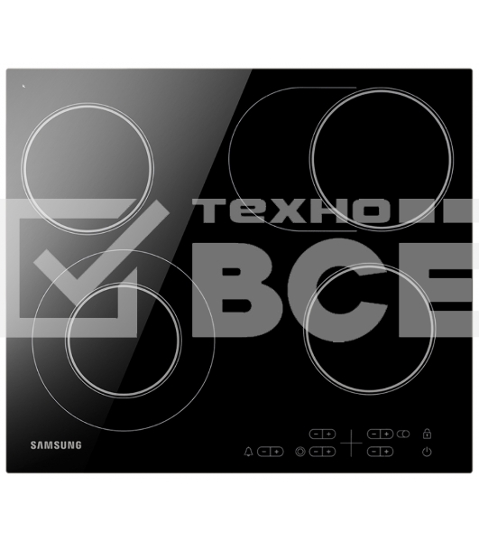 Встраиваемая электрическая варочная панель Samsung NZ64T3516AK/WT, 55 х 575 х 505 мм, стеклокерамика, скошенный край, черный