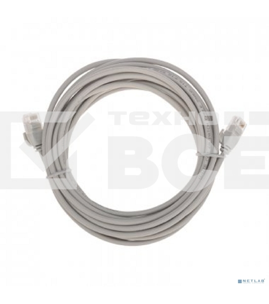 Патч-корд U/UTP REXANT категория 6A (10G), RJ45-RJ45, неэкранированный, 28AWG, LSZH, серый, 5 м