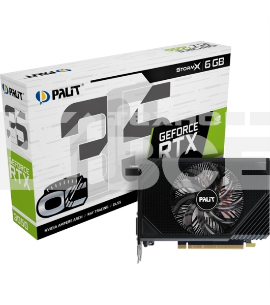 Видеокарта Palit RTX3050 STORMX OC 6Gb NVIDIA GeForce RTX 3050 6Gb PCI-E 4.0 96bit GDDR6 1042/14000 DVIx1 HDMIx1 DPx1 HDCP Ret