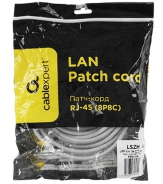 Патч-корд LSZH UTP Cablexpert PP31-5M cat.5e, 5м, литой, многожильный, серый