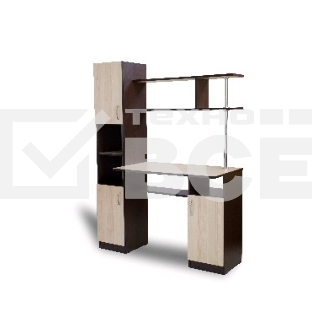 Стол-компьютерный БИТЕЛ СК-7 венге/ясень, компьютерный стол с надстройкой. Материалы: ЛДСП. Размеры: ШхГхВ (680х530х1555) мм