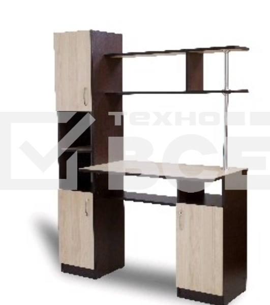 Стол-компьютерный БИТЕЛ СК-7 венге/ясень, компьютерный стол с надстройкой. Материалы: ЛДСП. Размеры: ШхГхВ (680х530х1555) мм