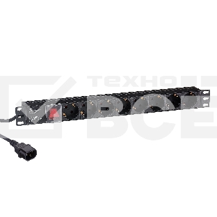 Блок розеток горизонтальный ExeGate ServerPro PDU-19H806 Al-8S-C14-3-SW, 19