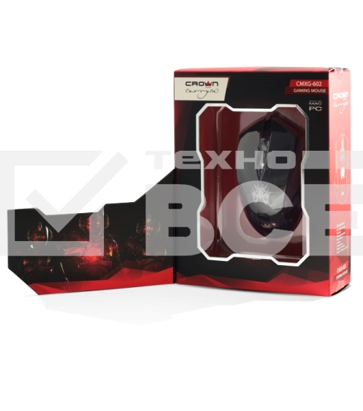 Мышь проводная Crown Gaming CMXG-602 черный, 2200 dpi, USB, кнопки - 6
