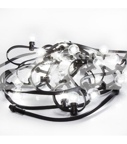 Гирлянда LED Galaxy Bulb String 10м, черный КАУЧУК, 30 ламп*6 LED БЕЛЫЕ, влагостойкая IP65
