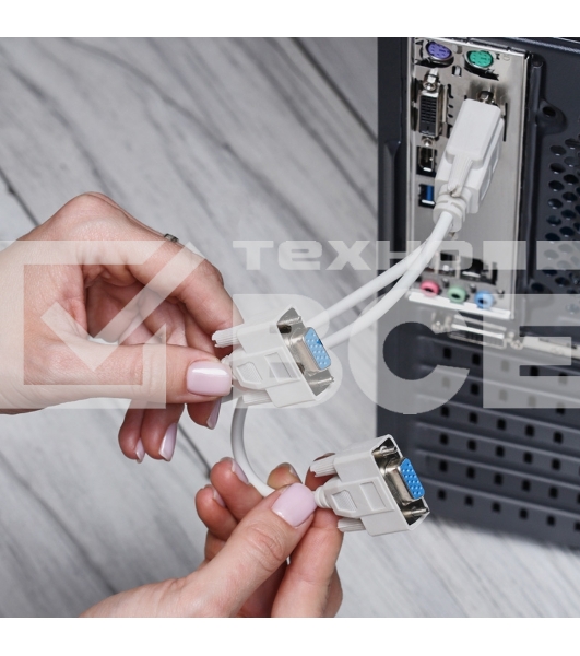 Переходник штекер VGA - 2 гнезда VGA, провод Rexant