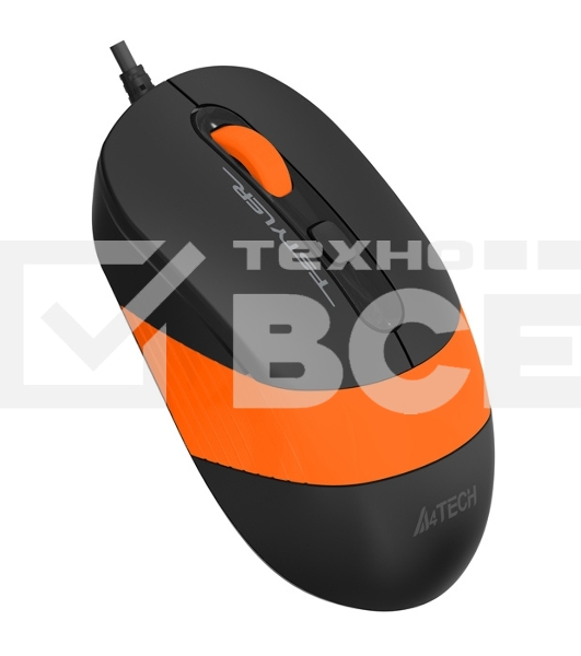 Мышь проводная A4Tech Fstyler FM10 черный/оранжевый, 1600 dpi, USB, кнопки - 4