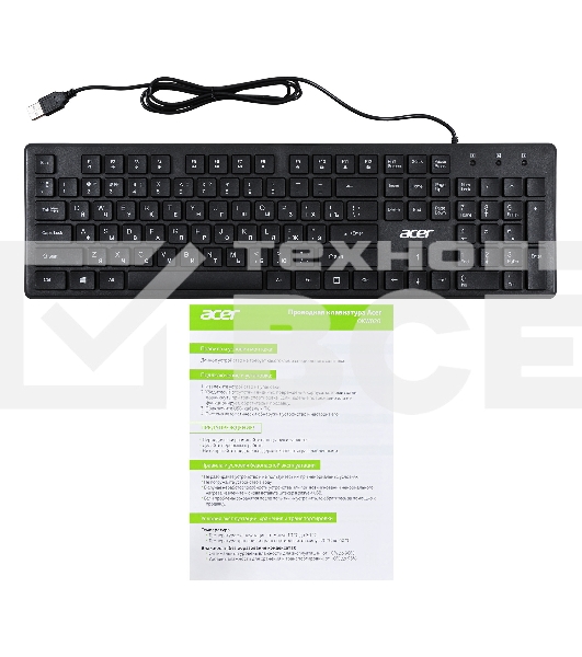 Клавиатура Acer OKW020 проводная, USB, черный