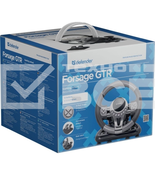 Руль Defender FORSAGE {12 кн+2перекл.+1перекл. 8-ми позиц., USB}