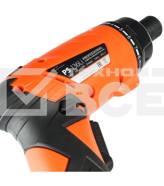 Отвертка аккумуляторная PATRIOT PS 136Li Li-Ion, 3.6 В/1,5 Ач, Реверс, 200 об/мин, 3,5 Нм, патрон: НЕХ 1/4