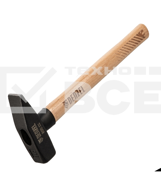 Молоток слесарный Denzel 800 г, кованый квадратный боек, буковая рукоятка