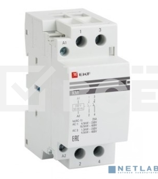 Контактор модульный EKF km-2-25-20 КМ 25А 2NO (2 мод.) PROxima