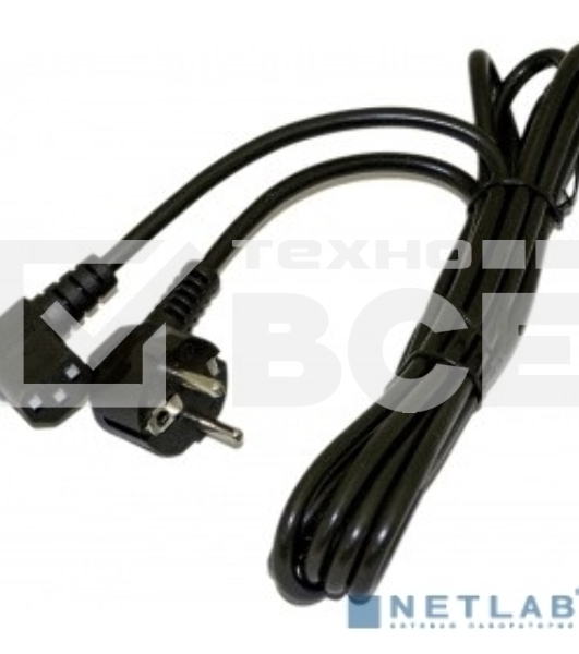 Кабель питания компьютера Hyperline PWC-IEC13A-SHM-3.0-BK (Schuko+C13 (угловая)) (3x1.0), 10A, угловая вилка, 3м, цвет черный