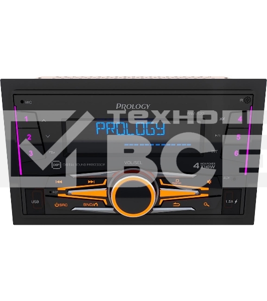 Автомагнитола Prology PRM-120 2DIN 4x140Вт v4.2 AUX DSP 3 ПДУ (PRPRM120)