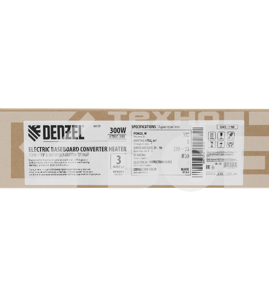 Конвектор электрический плинтусный Denzel ATRIC-300, черный, 300 Вт, 5 м2