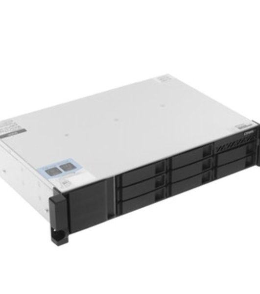 Сетевое хранилище SMB QNAP TS-873AeU-RP-4G NAS 8 HDD trays, 2x 2.5 GbE. 64-bit 4-core AMD V1500B 2,2 GHz, 4 Gb. RAM (1*4 Gb) up to 32Gb (2*16 Gb), 2 x M2 2280 (PCIe Gen3 x 1), 2xPSU W/o rail kit RAIL-B02