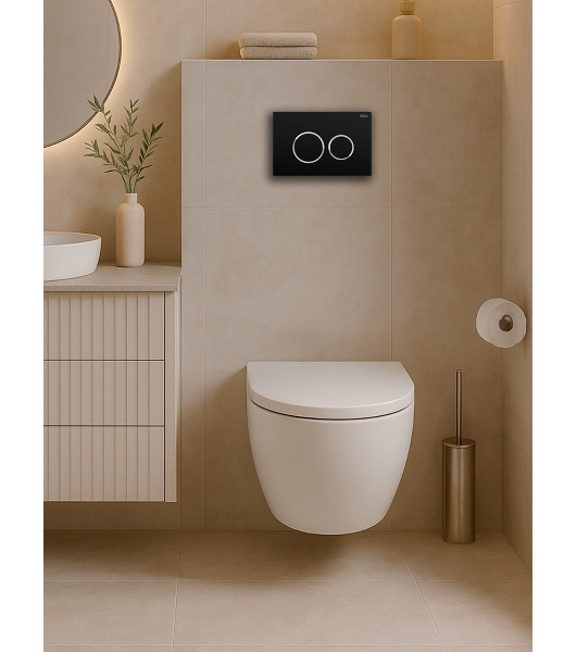 Инсталляция с унитазом комплект BAU PRO 6 в 1: унитаз подвесной безободковый торнадо Bau Hotel 53х36, быстросъемное сиденье микролифт, кнопка смыва BAU Dream, черный матовый