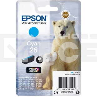 Картридж струйный Epson C13T26124012/C13T26124010 голубой для Epson XP-70 (300стр.)