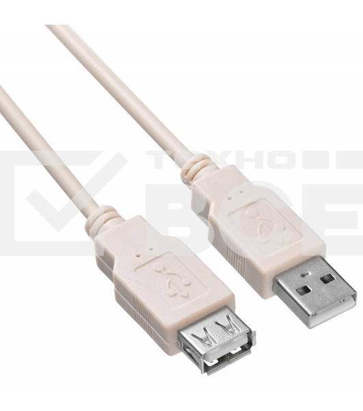 Кабель-удлинитель USB2.0 Buro USB2.0-AM-AF-1.8M-MG A(m)/A(f) (1.8м) феррит.кольца