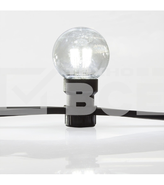 Гирлянда LED Galaxy Bulb String 10м, черный КАУЧУК, 30 ламп*6 LED БЕЛЫЕ, влагостойкая IP65
