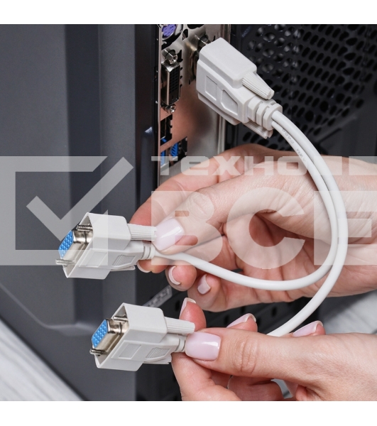 Переходник штекер VGA - 2 гнезда VGA, провод Rexant