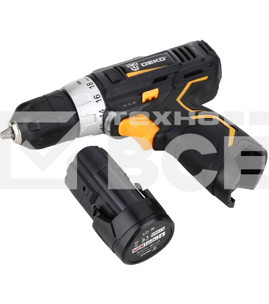 Дрель-шуруповерт Deko GCD12DU3 SET 3, 12 В, 1.5 Ач, аккумуляторная