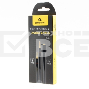 Кабель аудио Cablexpert CCAB-02-35F2M-0.2MB. 3.5 Jack 4pin(F)/2х 3.5 Jack(M) наушники и микрофон, черный, 0.2м, блистер