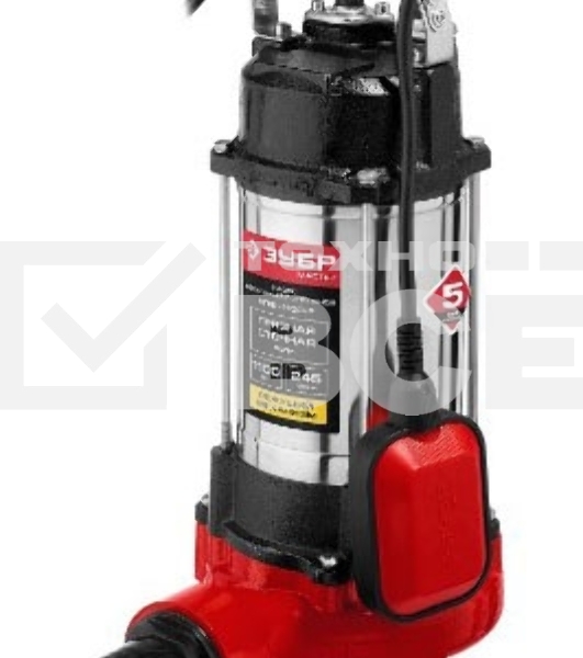 Насос ЗУБР НПФ-1100-Р фекальный погружной 1100Вт пропускная способность 245 л/мин напор 8м чугунн