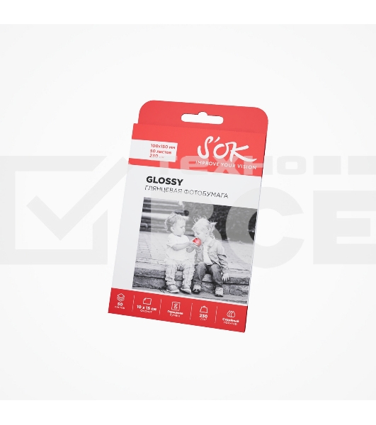 Фотобумага S'OK глянцевая, формат 10x15, плотность 230г/м2, 50 листов SA6230050G4R