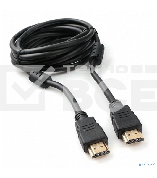 Кабель HDMI Cablexpert CCF2-HDMI4-10, 19M/19M, v2.0, медь, позол.разъемы, экран, 2 фер.кольца, 3м, черный, пакет