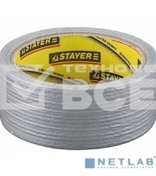 Армированная лента, STAYER 12080-50-10, универсальная, влагостойкая, 48мм х 10м, серебристая