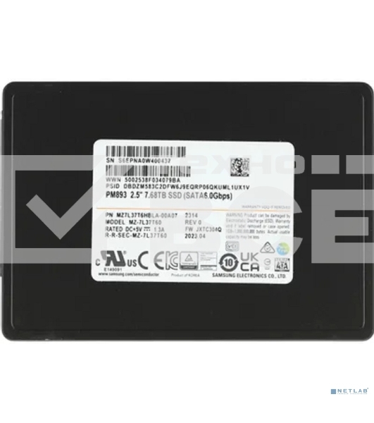 Накопитель SSD Samsung PM893, 7.68TB, SATA III, 2.5