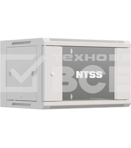 Шкаф коммутационный NTSS Премиум (NTSS-W12U6060GS-2) настенный 12U 600x600мм пер.дв.стекл 60кг серый IP20 сталь