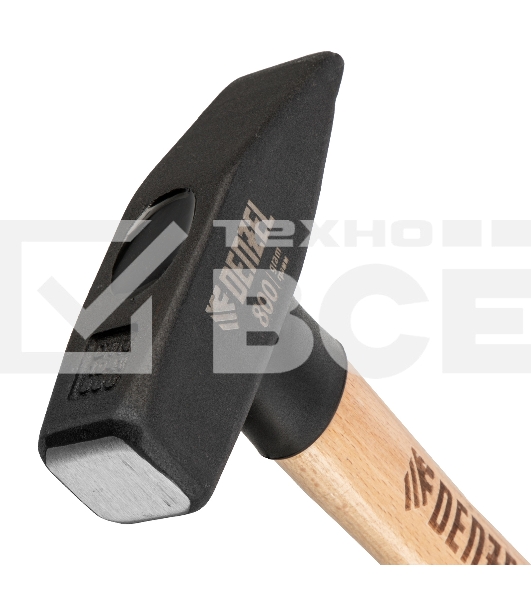 Молоток слесарный Denzel 800 г, кованый квадратный боек, буковая рукоятка