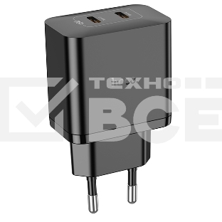 Блок питания (сетевой адаптер) HOCO N35 Streamer dual-port PD45W(2 Type-С), черный