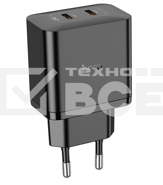 Блок питания (сетевой адаптер) HOCO N35 Streamer dual-port PD45W(2 Type-С), черный