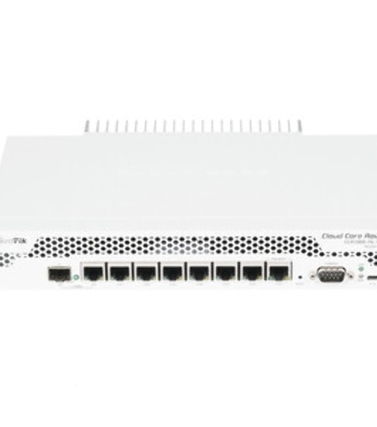 Маршрутизатор Mikrotik CCR1009-7G-1C-PC with Tilera Tile-Gx9 CPU (9-cores, 1Ghz per core), 1Gb RAM, 7xGbit LAN, 1x Combo port (1xGbit LAN or SFP), RouterOS L6, passive cooling desktop enclosure, rackmount ears, PSU