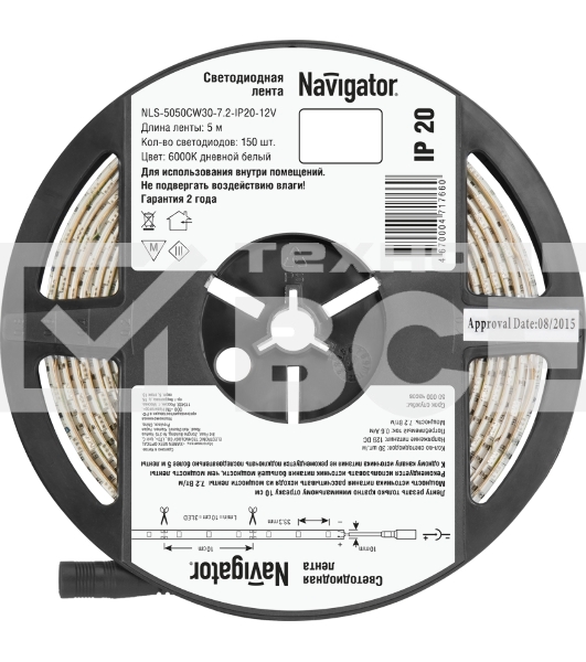 Лента светодиодная 71 766 NLS-5050CW30-7.2-IP20-12V R5 7.2Вт/м (уп.5м) Navigator 71766