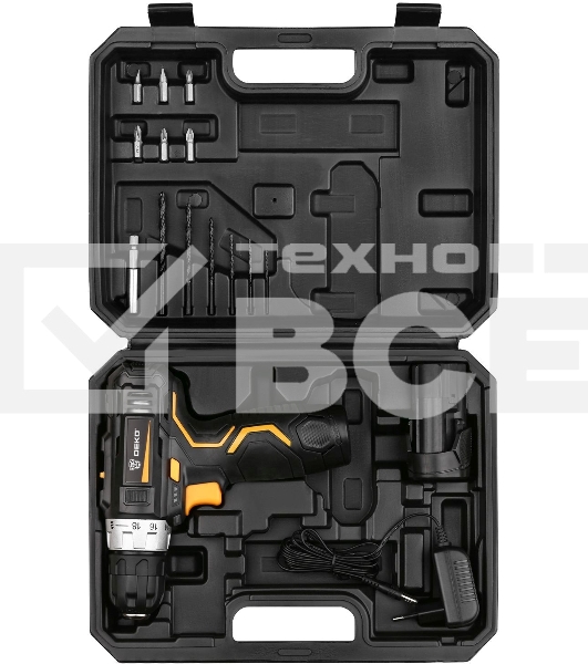 Дрель-шуруповерт Deko GCD12DU3 SET 3, 12 В, 1.5 Ач, аккумуляторная