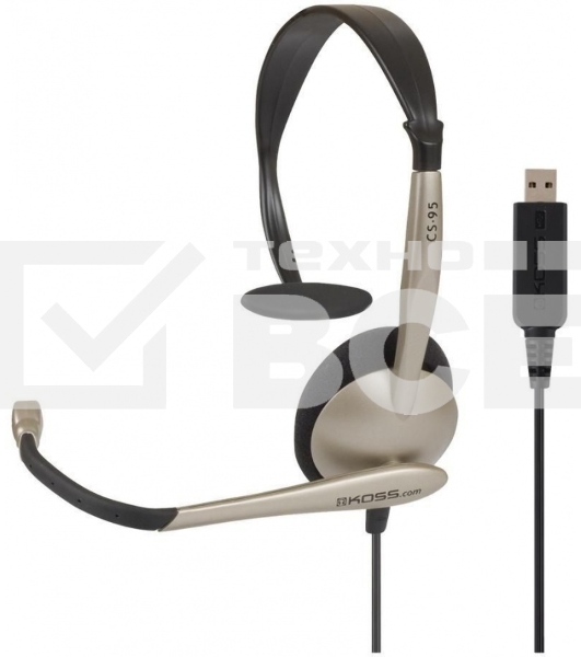 Гарнитура KOSS CS-95 USB для ПК, 32 Ом, 91 dB, чёрн/серебр