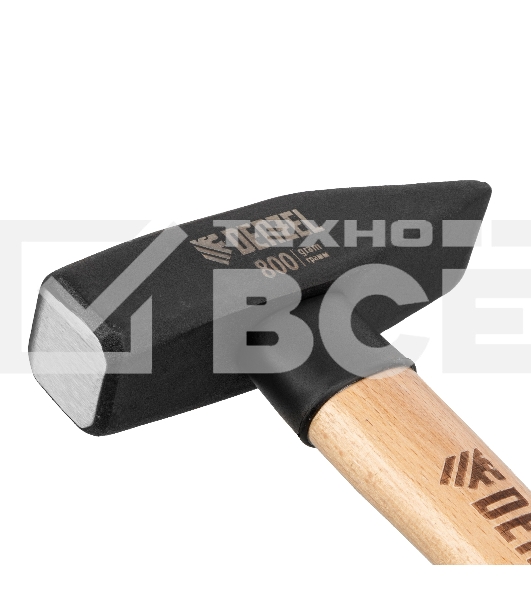 Молоток слесарный Denzel 800 г, кованый квадратный боек, буковая рукоятка