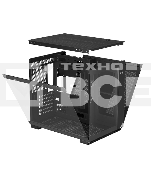 Корпус без блока питания PCCOOLER C3 T500 BK, Panoramic Mid Tower, Black, TG, 0.7 SPCC, no fans ATX, mATX, mITX 175/400/200mm 1x2.5