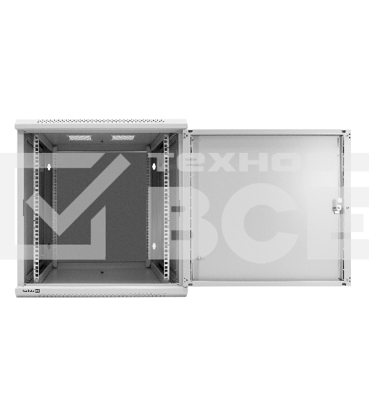 Шкаф телекоммуникационный 19' настенный 12U ExeGate EC-WM-12U.600.M.GREY (19', 12U, 600x600x635 мм (ШхГхВ), передняя дверь металл, съемные боковые панели, пыле- и влагозащита IP23, светло-серый RAL 7035)