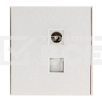 Розетка телевизионная Kranz STRONG компьютерная RJ45 кат6 + TV с/у жемчуг, фото 1