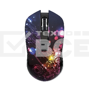 Мышь беспроводная Qumo Fractal M25 черный, 1600 dpi, радиоканал, USB, кнопки - 4