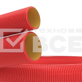 Труба гофро двустен. ПНД d75 с протяж. красн. (уп.50м) ДКС 121975