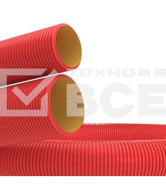 Труба гофро двустен. ПНД d75 с протяж. красн. (уп.50м) ДКС 121975