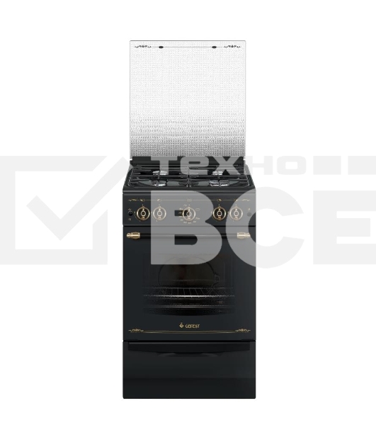 Плита газовая Gefest ПГ 5100-02 0187 черный, конфорок 4 шт, духовка 52 л, 50 см x 85 см x 58.5 см