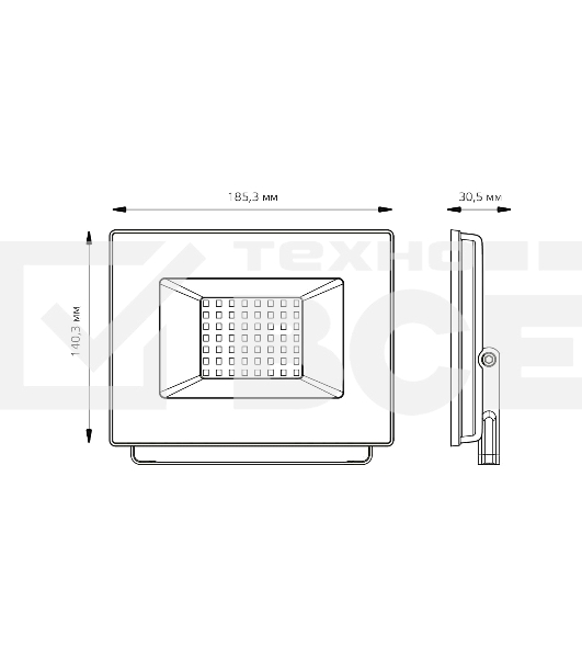Прожектор Elementary 50W 4475lm 4000К 200-240V IP65 черный LED